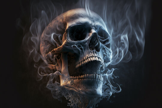 Abstract, surreal, creepy skull of smoke.Digital art