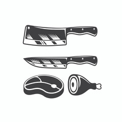 illustration of butcher, meat shop, vector art.