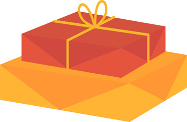 Comic cartoon vector of golden and red gift boxes stacked together