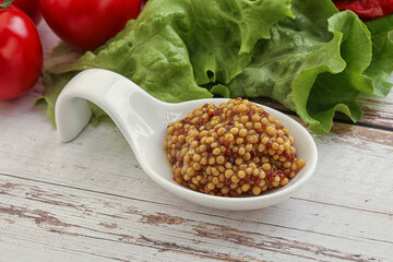 Mustard seeds sauce in the bowl