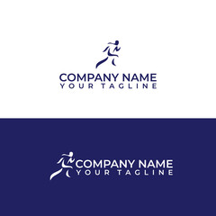 Runner logo. Fast simple stylized athlete figure.