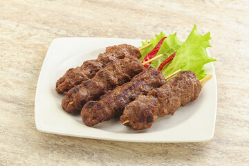 Beef kebab skewer minced meat