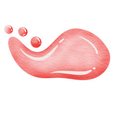 Watercolor red blob. Red water drop.