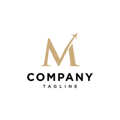 M Letter Travel Plane Vector logo icon vector Template
