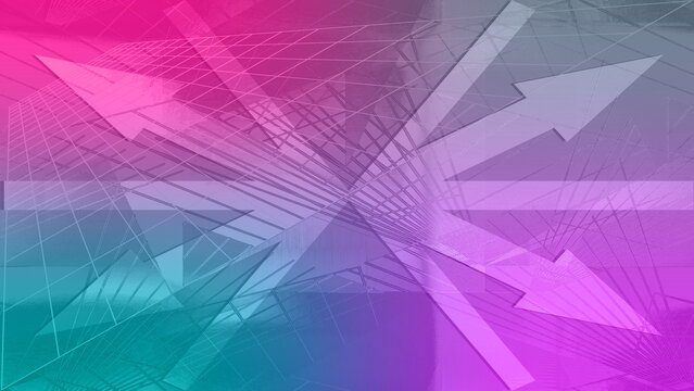 Abstract iridescent grunge texture arrow and grid background image.