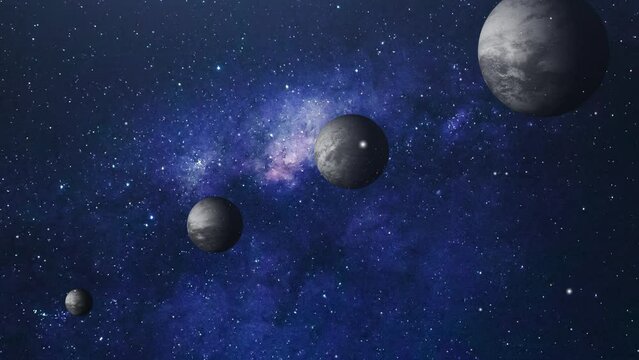 four parallel planets revolve in the great universe.