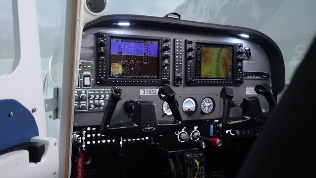 light aircraft control rudder and instrument panel