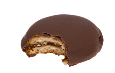 biscuit sandwich in chocolate isolated