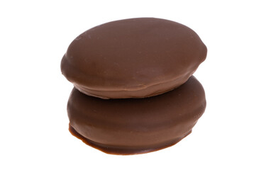 biscuit sandwich in chocolate isolated