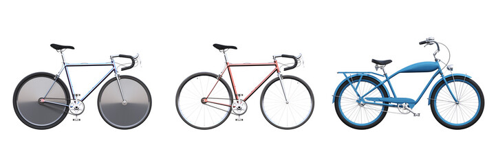 Fototapeta na wymiar bicycle, isolated on white background, 3D illustration, cg render