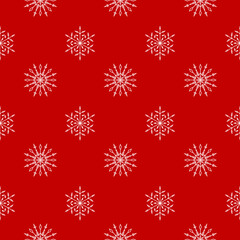 Naklejka na ściany i meble seamless pattern with snowflakes red background