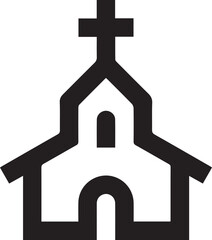 Church with cross line icon. linear style sign for mobile concept and web design. Church building outline vector icon. Religion symbol, logo illustration. Vector graphics