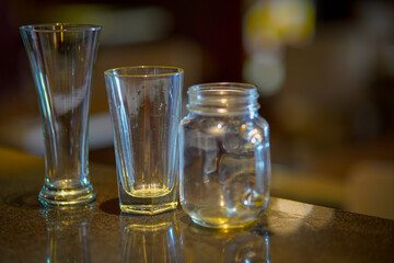 Close up view of beautiful lead crystal glass design surface stock photo.