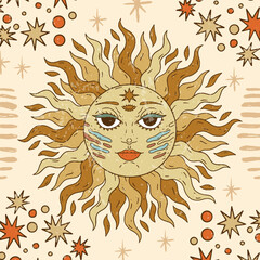 Vector square poster. Magical elements and mystic-themed abstraction