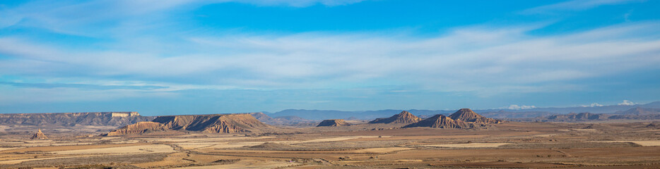 Fototapeta na wymiar panorama of Bardenas desert landscape, Spain