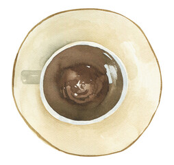Watercolor cup clipart. Coffee illustration.