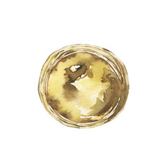 Watercolor morning composition. Portugal dessert clipart. Pastel de nata.