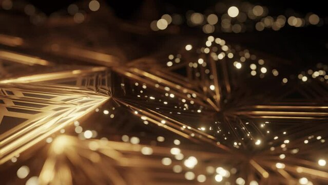 Abstract black with gold stripe gold depth of field.