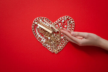 Concept of Valentine's day, heart, top view