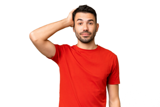 Young handsome caucasian man over isolated chroma key background with an expression of frustration and not understanding