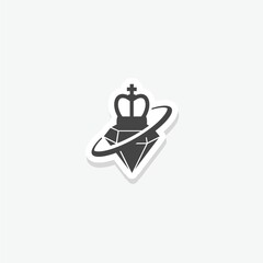 Diamond with crown sticker logo design