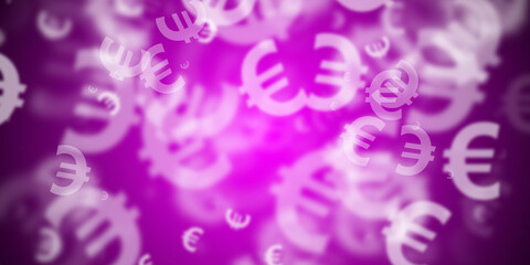 Abstract magenta background with flying euros