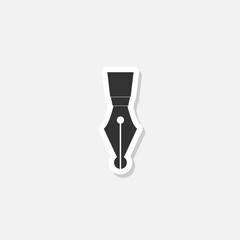Fountain pen nib sticker icon isolated on white background