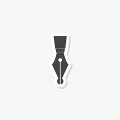 Fountain pen nib sticker icon isolated on white background