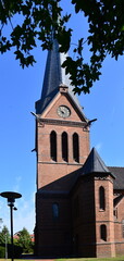 Historical Peace Church in the Town Loga, Leer, East Frisia, Lower Saxony - obrazy, fototapety, plakaty