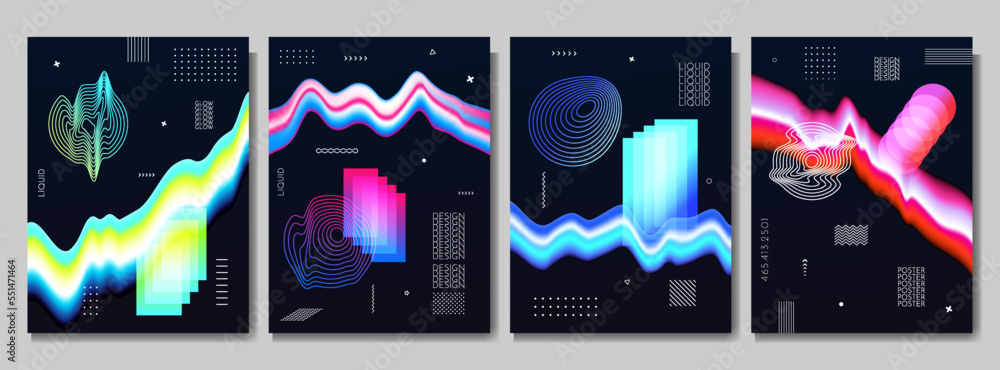 Poster vector illustration. abstract surreal background. memphis pattern. geometric shape. design elements 