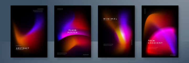 Blurred backgrounds set with modern abstract blurred color gradient patterns. Smooth templates collection for brochures, posters, banners, flyers and cards. Vector illustration.