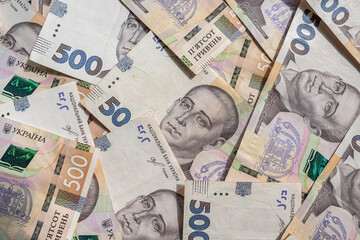 Fototapeta na wymiar new hryvnia 500 Ukrainian money as background. National currency UAH