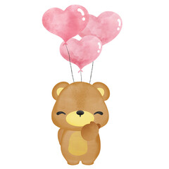 cute bear valentines theme with pink hearts,  bear kissing, 