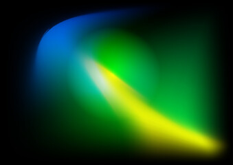Blurred background with green yellow blue aurora gradient color