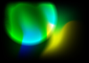 Blurred background with green yellow blue aurora gradient color