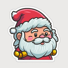 Collection of Cute Christmas Santa Claus isolated. Christmas Set of Cheerful, funny Santa clause for winter holidays. Happy Santa Claus cartoon character ready new year. vector sticker.