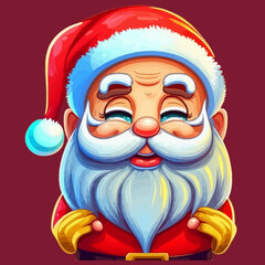 Collection of Cute Christmas Santa Claus isolated. Christmas Set of Cheerful, funny Santa clause for winter holidays. Happy Santa Claus cartoon character ready new year. vector sticker.