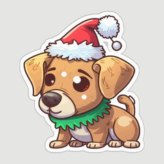 dog wearing a Christmas red sweater with Nordic snowflake pattern vector cartoon illustration or sticker  isolated on white. Funny humorous Christmas, pet lover, pet clothes theme design element.