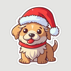 dog wearing a Christmas red sweater with Nordic snowflake pattern vector cartoon illustration or sticker  isolated on white. Funny humorous Christmas, pet lover, pet clothes theme design element.