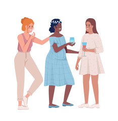 Women celebrating motherhood semi flat color vector characters. Editable figures. Full body people on white. Baby shower event simple cartoon style illustration for web graphic design and animation