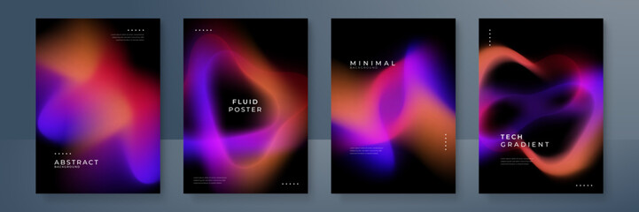 Fluid blurred gradient background vector. Modern and minimal style posters with colorful, geometric shapes, aurora and liquid color. Modern wallpaper design for social media, poster, banner, flyer.