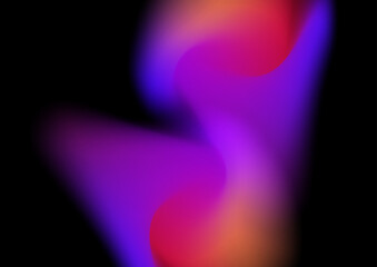 Blue pink orange blurred blur abstract background on black background
