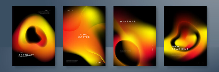 Fototapeta premium Blurred fire red orange yellow gradient background with aurora and modern technology business concept. Gradient texture poster with dynamic blurred effect for brochure, poster, banner, flyer and card