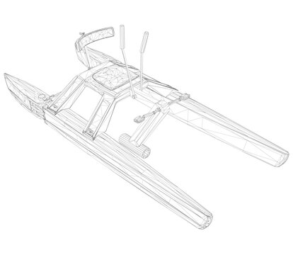 recommend clip art: Wireframe of a catamoran with pedals from black lines isolated on a white background. Isometric view. 3D. Vector illustration.