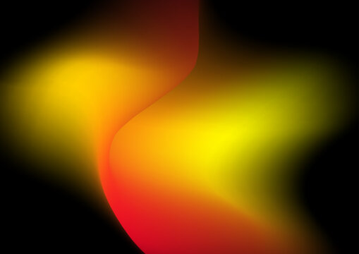 Abstract red yellow orange gradient composition background with aurora fire shape on black background