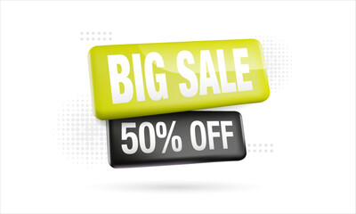 Big sale banner promotion template with 3D label background. Special deal design