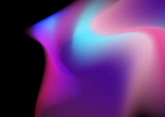 Blue pink purple gradient background with grain texture and abstract blue and purple liquid wavy shapes futuristic banner. Glowing retro waves vector background