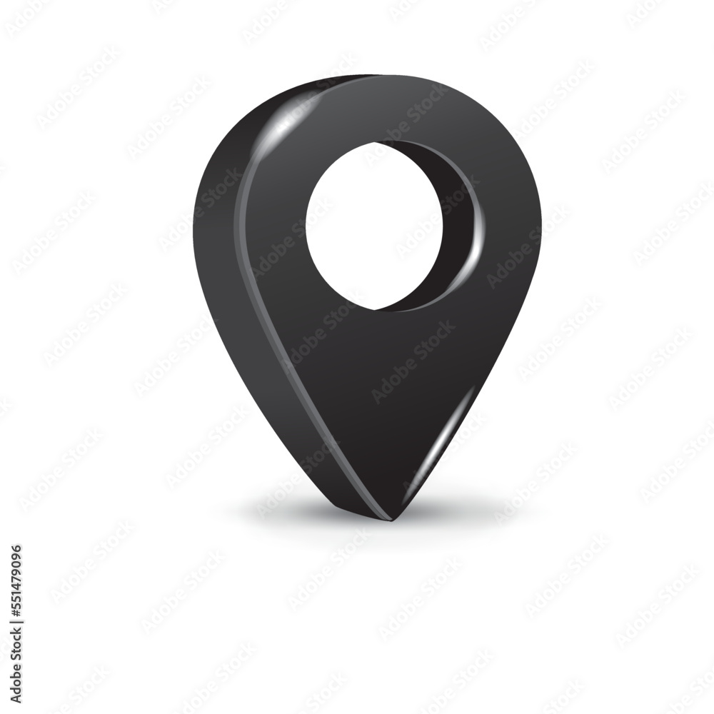 Poster black 3d pointer of map isolated on a white background