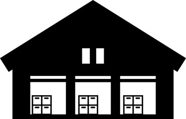 倉庫のシンプルなモノクロイラスト