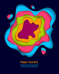 Abstract colorful paper cutout curvy shapes layered, vector illustration in paper cut style. layout for business card, presentations, flyers or posters.